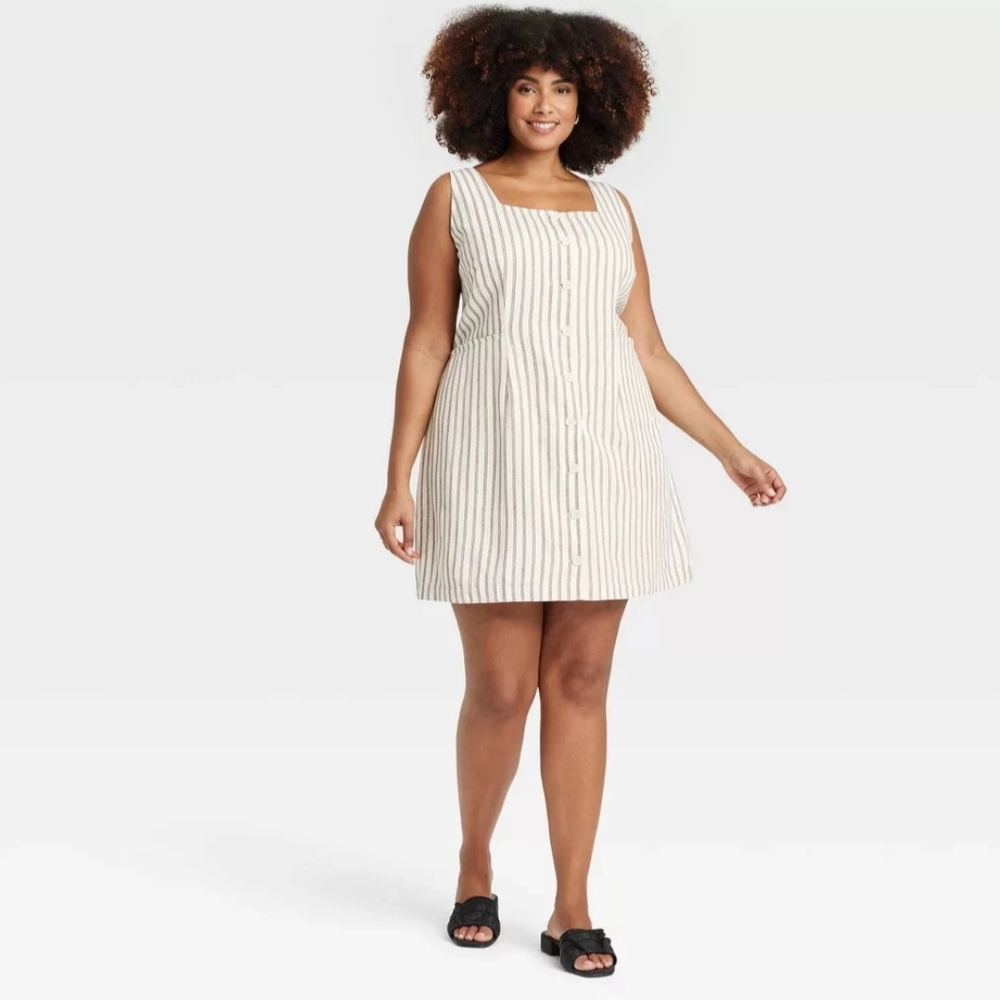 a new day Cream and Beige Striped Mini Dress - Picture 3 of 3